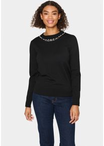 Saint Tropez Damen Rundhalspullover "TemmaSZ", schwarz, modisch, Gr. S, unifarben, Strick, Obermaterial: 80% Viskose, 20% Polyacryl, Pullover, mit