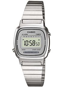 CASIO VINTAGE Damen Chronograph, silber, Armbanduhren, Quarzuhr, Armbanduhr, Damenuhr, Digitaluhr, Datum, Edelstahlarmband