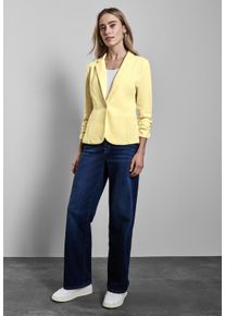 Street One Damen Kurzblazer, gelb, casual, Gr. 44, meliert, Web, Stoff, 50% Baumwolle, 50% Polyester, Blazer, mit 3/4 Ärmeln