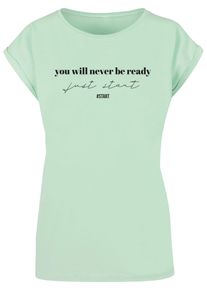 Merchcode Herren T-Shirt "Merchcode Damen Ladies Just Start T-Shirt", grün, casual, Gr. S, bedruckt, 100% Baumwolle, Shirts
