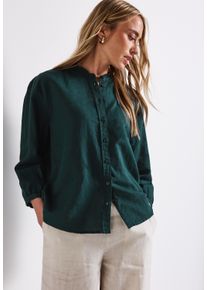 Street One Damen Schluppenbluseschwarz garden grün, casual, Gr. 44, unifarben, Web, Obermaterial: 60% Leinen, 40% Baumwolle, Blusen, mit