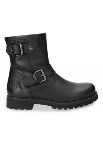 Panama Jack Damen Winterboots, Gr. 38, schwarz, Nappaleder, klassisch, Schuhe, Stiefelette, Warmfutter, mit Logoprägung an der Ferse