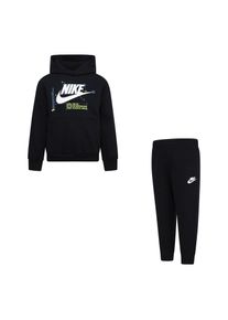 Nike Sportswear Kinder Jogginganzug "KNB B NSW HBR FUTURA PO PANT S", schwarz, Gr. 110, unifarben, bedruckt, Sweatware, Obermaterial: 60% Baumwolle,