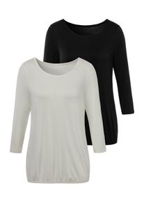 Vivance Damen 3/4-Arm-Shirt, schwarz, casual, Gr. 32, unifarben, Obermaterial: 95% Viskose (LENZING ECOVERO), 5% Elasthan, Shirts, mit elastischem