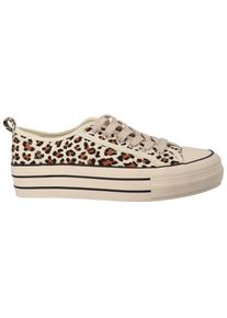 Tom Tailor Damen Plateausneaker, Gr. 37, beige, Textil, animal-print, modisch, Schuhe, Freizeitschuh, Halbschuh, Schnürschuh in Leo-Optik