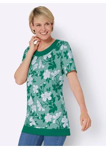 Classic Basics Damen Longshirt "Longshirt", grün, Gr. 40, geblümt, gemustert, 100% Baumwolle, Shirts