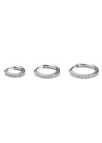Firetti Damen Creolen-Set "Multipack Schmuck Geschenk Ohrschmuck Creolenset", Edelstahl, silber, Edelstahl, Ohrringe, Made in Germany - mit Zirkonia