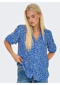 Only Damen Kurzarmbluse "ONLRAYA 3/4 SHIRT WVN NOOS", blau, modisch, Gr. XS, bedruckt, Web, Obermaterial: 100% Viskose, Blusen