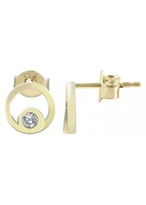 Adelia´s ADELIA ́S Damen Paar Ohrhänger "Neuheit 2025 - Damen Ohrstecker aus Gold 585 und Zirkonia Ø 8 mm", Damen, Gelbgold 585, gold, Gelbgold 585, Ohrringe