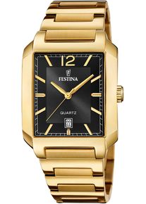 Festina Damen Quarzuhr "On The Square", gold, Armbanduhren, Armbanduhr, Herrenuhr, Damenuhr, Edelstahlarmband, Datum
