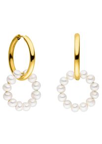 PURELEI Damen Paar Creolen "Schmuck Geschenk Honu Ohrringe, 2110-Earring-Honu", Edelstahl-Perlen, gold, Edelstahl, Perlen, Ohrringe, mit
