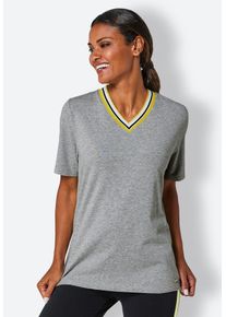 feel good Damen Kurzarmshirt "Shirt", Gr. 36, grau, 95% Baumwolle, 5% Elasthan, unifarben, Shirts