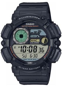 Herren Chronograph, schwarz, CASIO TIMELESS COLLECTION, Armbanduhren, Quarzuhr, Armbanduhr, Herrenuhr, Digitaluhr, Resinarmband, Mondphase