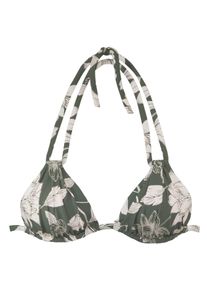 s.Oliver Damen Triangel-Bikini-Top "Lady", grün, Gr. 38, geblümt, Microfaser, Recycling-Polyamid, Bikini-Oberteile, mit floralem Design