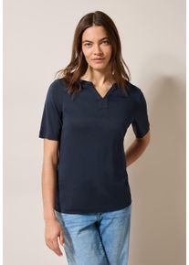 Cecil Damen T-Shirt, blau, casual, Gr. M, unifarben, Jersey, Obermaterial: 50% Baumwolle, 50% Modal, Shirts, im Tunik-Look