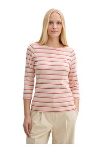Tom Tailor Damen Langarmshirt, bunt, casual, Gr. M, gestreift, Obermaterial: 97% Baumwolle, 3% Elasthan, Shirts, mit Herz Print