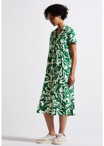 Street One Damen Midikleid, grün, casual, Gr. 34, bedruckt, Stoff, 100% Leinen, Kleider, mit femininer Silhouette