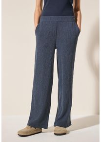 Cecil Damen Culotte, blau, casual, Gr. L, unifarben, Stoff, 76% Polyester, 20% Viskose, 4% Elasthan, Hosen, High Waist