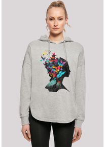 F4NT4STIC Damen Kapuzenpullover "Schmetterling Silhouette OVERSIZE HOODIE", grau, casual, Gr. S, Obermaterial: 100% Baumwolle, Pullover, Print