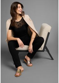Laura Scott Damen Jumpsuit, schwarz, feminin, Gr. 48, unifarben, Jersey, Spitze, Obermaterial: 95% Viskose, 5% Elasthan. Spitze: 95% Polyester, 5%