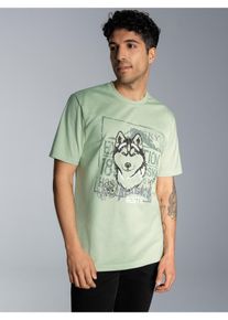 TRIGEMA Herren T-Shirt "TRIGEMA T-Shirt mit großem Husky-Printmotiv", grün, Gr. XXXL, 100% Baumwolle, Shirts