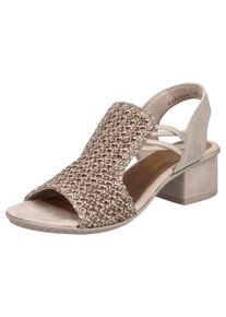 Rieker Damen Sandalette, Gr. 41, beige, Textil, Lederimitat, Flechtoptik, elegant, Schuhe, Sommerschuh, Schaftsandale mit seitlichen Gummizügen für