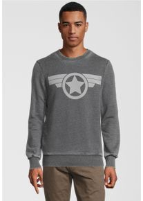Recovered Herren Sweatshirt "Marvel Captain America", grau, casual, Gr. M, bedruckt, 50% Baumwolle, 50% Polyester, Sweatshirts, mit coolem