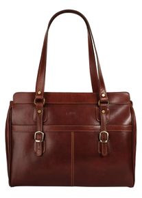 Pike PIKÉ Damen Shopper, braun, Leder, glänzend, Taschen, echt Leder, Made in Italy