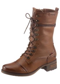 Mustang Shoes Damen Schnürstiefel, Gr. 37, braun, Lederimitat, used, klassisch, Schuhe, mit praktischem Innenreißverschluss