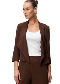 Zero Damen Jackenblazer "Zero Blazer offener Style", braun, casual, Gr. 34, unifarben, Web, Obermaterial: 96% Polyester, 4% Elastan. Ärmelfutter: