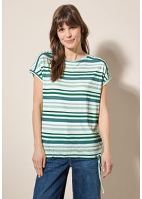 Cecil Damen Print-Shirt, grün, casual, Gr. M, gestreift, bedruckt, Web, Stoff, 50% Baumwolle, 50% Modal, Shirts, mit Rundhalsausschnitt