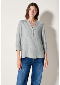 Cecil Damen Klassische Blusechambray balmy khaki, casual, Gr. XL, gestreift, Web, 100% Leinen, Blusen, mit 3/4 Ärmeln