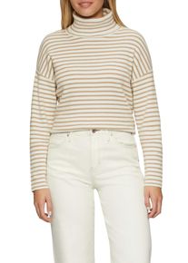 s.Oliver Damen Rollkragenpullover, beige, casual, Gr. 36, geringelt, gestreift, Rippstrick, Obermaterial: 60% Baumwolle, 40% Polyacryl, Pullover,