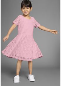 Kidsworld Mädchen Spitzenkleid "Jerseykleid mit aufwendiger Spitze", rosa, modisch, Gr. 104, unifarben, Spitze, Jersey, Obermaterial: 95% Polyester,