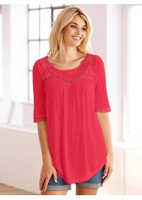 Heine Damen T-Shirt "Shirt", rot, Gr. 38, unifarben, 100% Viskose, Spitze:100% Baumwolle, Shirts