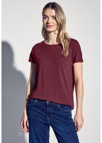 Street One Damen T-Shirt, rot, casual, Gr. 40, unifarben, Stoff, 96% Viskose, 4% Elasthan, Shirts, mit U-Boot-Ausschnitt
