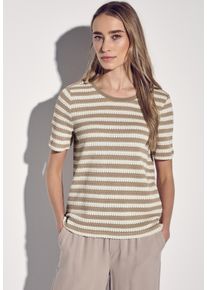 Street One Damen T-Shirt, beige, casual, Gr. 40, gestreift, Web, 65% Baumwolle, 35% Polyester, Shirts, mit Rundhalsausschnitt
