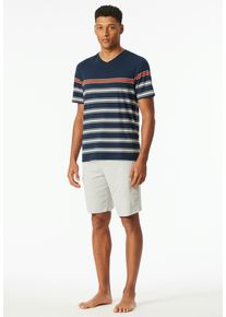 Schiesser Herren Shorty ""Casual Nightwear"", Gr. 58, blau, Single Jersey, Obermaterial: 100% Baumwolle, casual, Homewear-Sets, Shirt mit