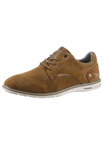 Mustang Shoes Herren Schnürschuh, Gr. 43, braun, Lederimitat, Textil, casual, Schuhe, Freizeitschuh, Halbschuh, Schnürschuh mit Perforation