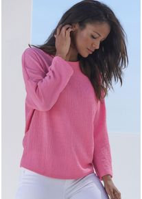 Vivance Damen 2-in-1-Shirt "zum Krempeln", pink, modisch, Gr. 32, unifarben, Cru00eape, Obermaterial: 98% Polyester, 2% Elasthan, Shirts, aus