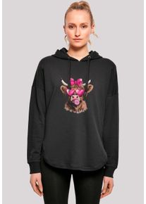 F4NT4STIC Damen Kapuzenpullover "Highland Cow Valentinstag Sonnenbrille", schwarz, casual, Gr. S, Obermaterial: 100% Baumwolle, Pullover, Premium