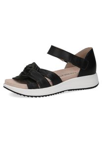 Caprice Damen Riemchensandale, Gr. 42, schwarz, Leder, sportlich, Schuhe, Keilsandalette, Sommerschuh, Bequemschuh mit Klettverschluss