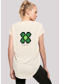 F4NT4STIC Damen T-Shirt "Silvester Happy New Year Pixel Kleeblatt", beige, casual, Gr. XXL, Obermaterial: 100% Baumwolle, Shirts, Print