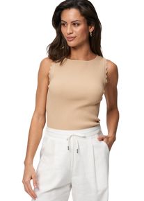 Zero Damen Strickpullover "Zero Stricktop mit Wellenkanten", beige, casual, Gr. 36, unifarben, Strick, Obermaterial: 67% Viskose, 33% Polyamid.