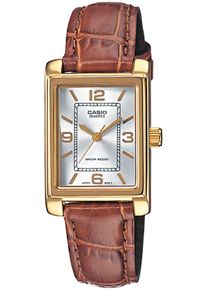 Damen Quarzuhr, braun, CASIO TIMELESS COLLECTION, Armbanduhren, Armbanduhr, Damenuhr, analog, Lederarmband