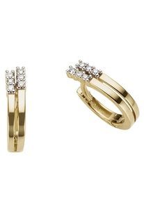 Firetti Damen Paar Creolen "Schmuck Geschenk Gold 333 Stäbchen", 0,08 ct P2 = erkennbare Einschlüsse, Gelbgold 333-Diamanten, gold, Gelbgold 333,