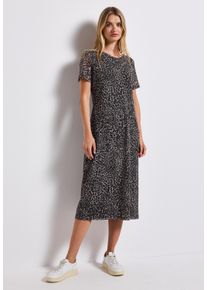 Street One Damen Meshkleid, schwarz, casual, Gr. 42, animal-print, Web, Obermaterial: 95% Polyester, 5% Elasthan, Kleider, mit All-Over Print