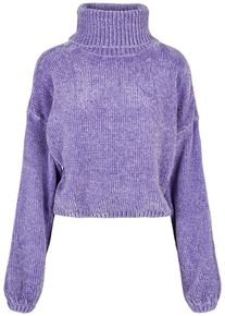 Urban Classics Damen Sweatshirt "Urban Classics Damen Ladies Short Chenille Turtleneck Sweater", lila, Gr. S, unifarben, 100% Polyester, Sweatshirts