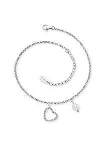 Engelsrufer Fußkette "Herz, ERFS-HEART-PE", Edelstahl-Perlen, silber, Edelstahl, Perlen, Fußkettchen, Made in Germany - mit Süßwasserzuchtperle
