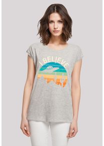 F4NT4STIC Damen T-Shirt "I Believe UFO Alien Sonnenuntergang", grau, casual, Gr. XXXL, Obermaterial: 100% Baumwolle, Shirts, Premium Qualität